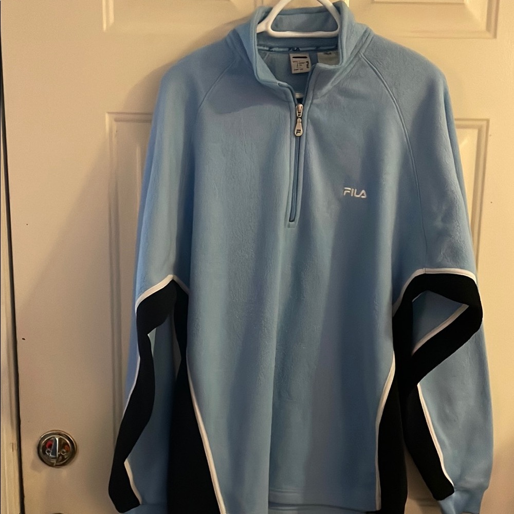 Fila Sky Blue Quarter-Zip Top with Black and White Details